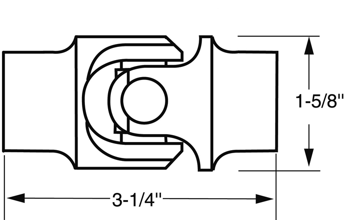 U-Joint, Single 1&quot;DD x 3/4-DD Aluminum